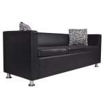 Vidaxl canap  3 places similicuir noir