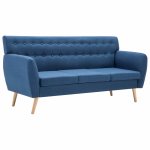 Vidaxl canapé à 3 places tapisserie en tissu 172x70x82 cm bleu Vidaxl canapé à 3 places tapisserie en tissu 172x70x82 cm bleu