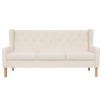 Vidaxl canap  3 places tissu blanc crme