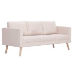 Vidaxl canapé à 3 places tissu crème Vidaxl canapé à 3 places tissu crème