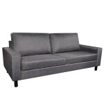 Vidaxl canap  3 places tissu gris fonc