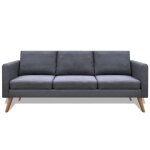 Vidaxl canap  3 places tissu gris fonc