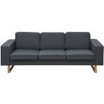 Vidaxl canap avec 3 places tissu gris fonc