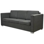 Vidaxl canap  3 places tissu gris fonc