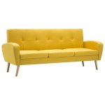 Vidaxl canap  3 places tissu jaune