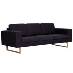 Vidaxl canapé à 3 places tissu noir Vidaxl canapé à 3 places tissu noir