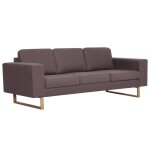 Vidaxl canapé à 3 places tissu taupe Vidaxl canapé à 3 places tissu taupe