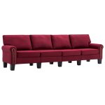 Vidaxl canap  4 places rouge bordeaux tissu