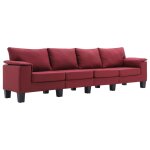 Vidaxl canap  4 places rouge bordeaux tissu