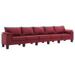 Vidaxl canap  5 places rouge bordeaux tissu