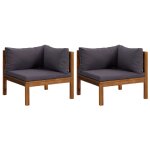 Vidaxl canap�s d'angle 2 pcs avec coussins gris fonc� bois d'acacia