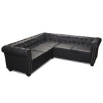 Vidaxl canap d'angle chesterfield 5 places cuir synthtique noir