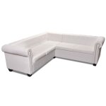 Vidaxl canap d'angle chesterfield 5 plc cuir artificiel blanc