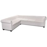 Vidaxl canap d'angle chesterfield 6 places cuir artificiel blanc