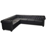 Vidaxl canap d'angle chesterfield 6 places cuir artificiel noir