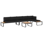 Vidaxl canaps d'angle de jardin 4 pcs et coussins aluminium et wpc