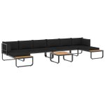 Vidaxl canapés d'angle de jardin 5 pcs et coussins aluminium et wpc Vidaxl canapés d'angle de jardin 5 pcs et coussins aluminium et wpc