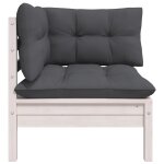 Vidaxl canap d'angle de jardin avec coussins blanc bois de pin massif