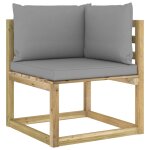Vidaxl canap d'angle de jardin avec coussins bois imprgn de vert