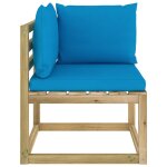 Vidaxl canap d'angle de jardin avec coussins bois imprgn de vert