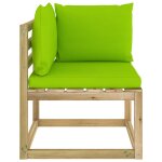 Vidaxl canap d'angle de jardin avec coussins bois imprgn de vert