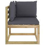 Vidaxl canap d'angle de jardin avec coussins bois imprgn de vert