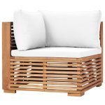 Vidaxl canapé d'angle de jardin avec coussin crème bois de teck solide Vidaxl canapé d'angle de jardin avec coussin crème bois de teck solide