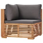 Vidaxl canapé d'angle de jardin avec coussin gris bois de teck solide Vidaxl canapé d'angle de jardin avec coussin gris bois de teck solide