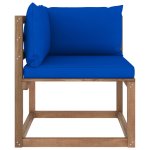 Vidaxl canap d'angle palette de jardin avec coussins bleu