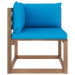 Vidaxl canapé d'angle palette de jardin avec coussins bleu clair Vidaxl canapé d'angle palette de jardin avec coussins bleu clair