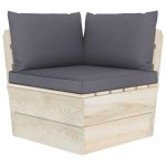 Vidaxl canap d'angle palette de jardin avec coussins pica imprgn