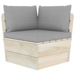 Vidaxl canap d'angle palette de jardin avec coussins pica imprgn