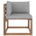 Vidaxl canap d'angle palette de jardin avec coussins gris