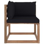 Vidaxl canap d'angle palette de jardin avec coussins noir