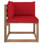 Vidaxl canap d'angle palette de jardin avec coussins rouge
