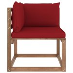Vidaxl canap d'angle palette de jardin avec coussins rouge bordeaux