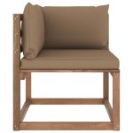 Vidaxl canap d'angle palette de jardin avec coussins taupe