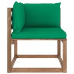 Vidaxl canap d'angle palette de jardin avec coussins vert