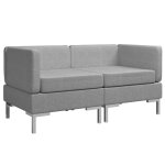 Vidaxl canaps d'angle sectionnels 2 pcs et coussins tissu gris clair