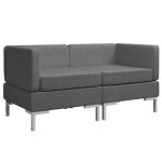 Vidaxl canaps d'angle sectionnels 2 pcs et coussins tissu gris fonc