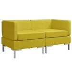 Vidaxl canapés d'angle sectionnels 2 pcs et coussins tissu jaune Vidaxl canapés d'angle sectionnels 2 pcs et coussins tissu jaune