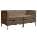 Vidaxl canapés d'angle sectionnels 2 pcs et coussins tissu marron Vidaxl canapés d'angle sectionnels 2 pcs et coussins tissu marron