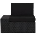 Vidaxl canap d'angle sectionnel accoudoir droit rsine tresse noir