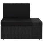 Vidaxl canap d'angle sectionnel accoudoir gauche rsine tresse noir