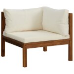 Vidaxl canap d'angle sectionnel et coussin blanc crme bois d'acacia