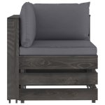 Vidaxl canap d'angle sectionnel avec coussins bois imprgn de gris