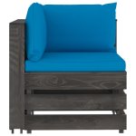 Vidaxl canap d'angle sectionnel avec coussins bois imprgn de gris