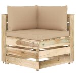 Vidaxl canap d'angle sectionnel avec coussins bois imprgn de vert
