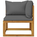 Vidaxl canap d'angle sectionnel avec coussin gris fonc bois d'acacia