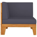 Vidaxl canap d'angle sectionnel et coussins gris fonc bois d'acacia